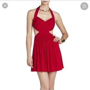 BCBG Shea Red Halter Cutout Dress